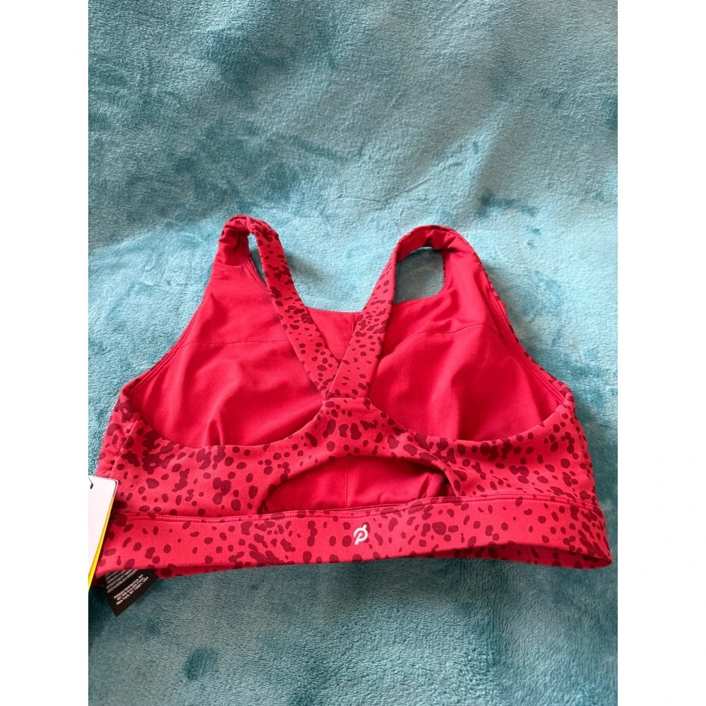 Peloton Cadent Printed Mid Neck V Strap Bra Red Animal Print WR00929 Size M NEW - Picture 3 of 3